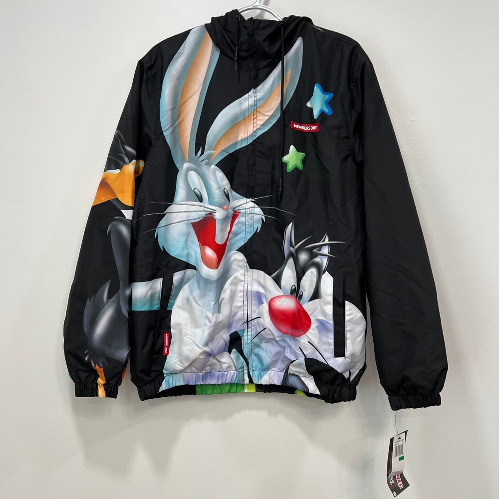 Looney Tunes Members‎ Only Jacket Large Hood Character Warner Brothers New Tags